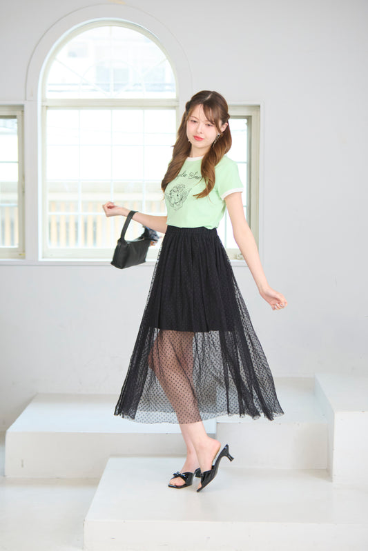 Dot Tulle Long Skirt