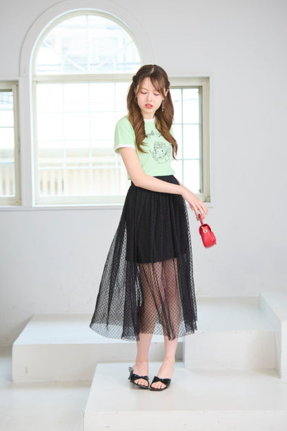 Dot Tulle Long Skirt