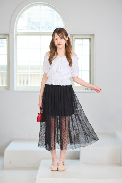 Dot Tulle Long Skirt
