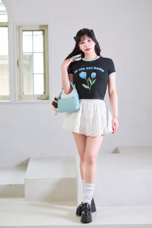 La Vie Dot Tiered Mini Skirt